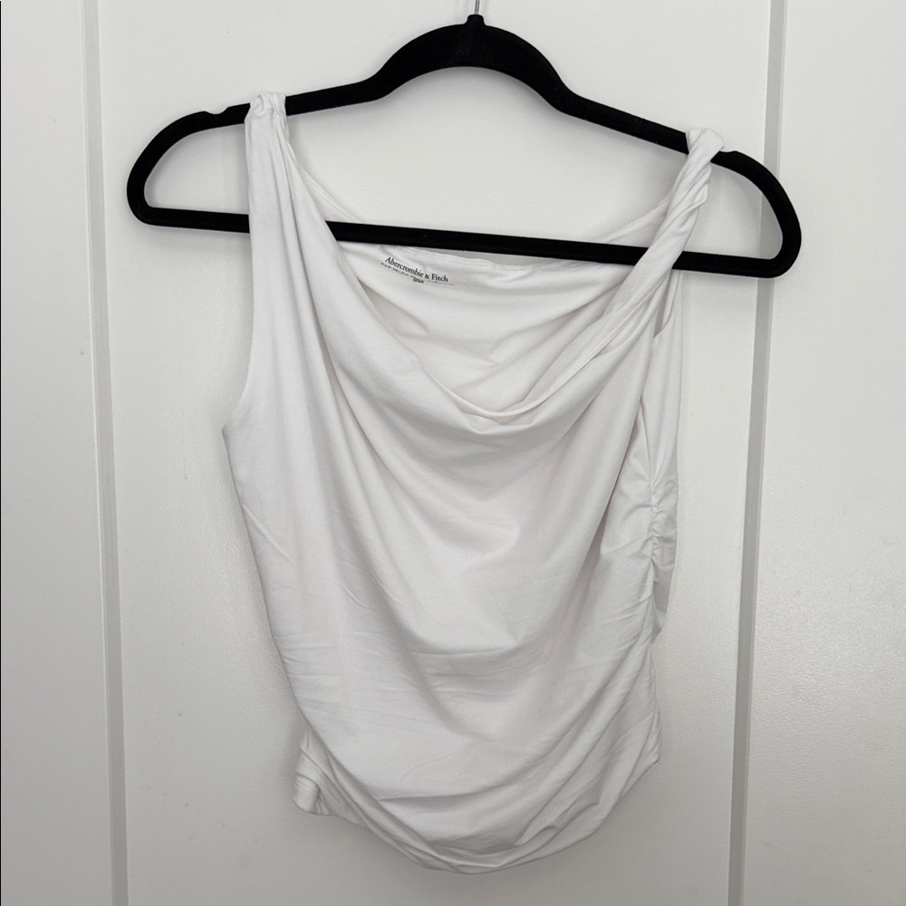 Abercrombie & Fitch White Draped Tank Top A&F Modal Blend Size M